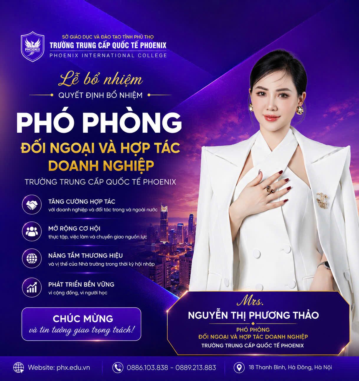 Bà Nguyễn Thị Phương Thảo giữ chức Phó phòng tại Phoenix